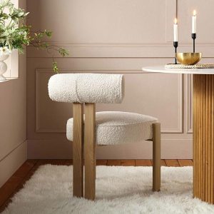 Ophelia Ecru Boucle Dining Chair Boucle Dining Chairs