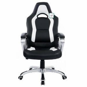 Racing Sport Swivel Office Chair In Black & White Desk Chairs