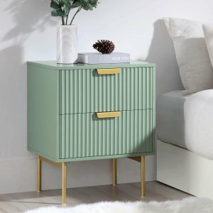 Richmond Ridged 2 Drawer Nightstand, Matte Sage Green Bedroom