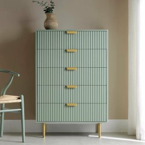 Richmond Ridged 5 Drawer Dresser, Matte Sage Green Bedroom