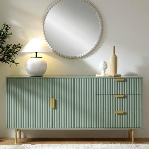 Richmond Ridged Large Sideboard, Matte Sage Green Cabinets And Sideboards