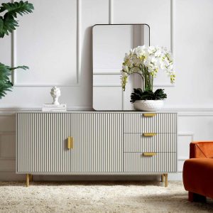 Richmond Ridged Large Sideboard, Matte Taupe Cabinets And Sideboards