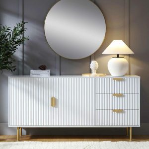 Richmond Ridged Large Sideboard, Matte White Cabinets And Sideboards