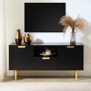 Richmond Ridged Tv Media Unit, Matte Black Lounge