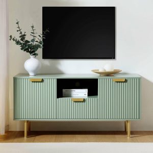 Richmond Ridged Tv Media Unit, Matte Sage Green Lounge