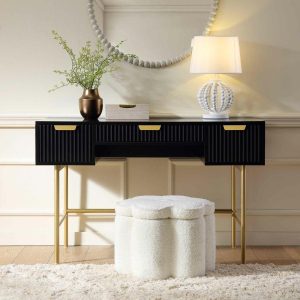 Richmond Ridged Vanity Table, Matte Black Bedroom