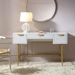 Richmond Ridged Vanity Table, Matte White Bedroom