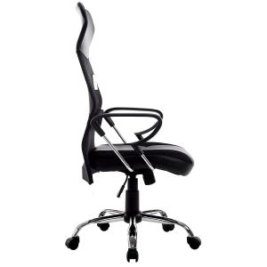 Sleek Design High Back Mesh Fabric Swivel Office Chair With Chrome Base, Mo57 Black Desk Chairs