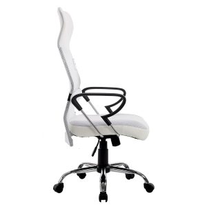 Sleek Design High Back Mesh Fabric Swivel Office Chair With Chrome Base, Mo57 White Desk Chairs