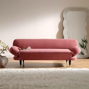 Solna 2-Seater Sofa Bed, Dusty Rose Velvet Sofa Beds