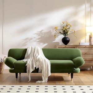 Solna 2-Seater Sofa Bed, Moss Green Velvet Sofa Beds