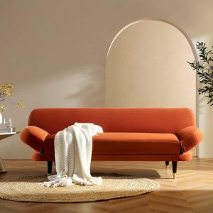 Solna 2-Seater Sofa Bed, Rust Velvet Sofa Beds