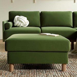 Timber Fern Green Velvet Storage Ottoman Footstools