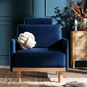 Timber Navy Blue Velvet Armchair Sofas