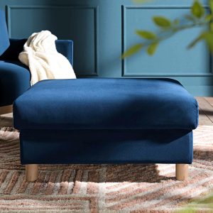 Timber Navy Blue Velvet Storage Ottoman Footstools