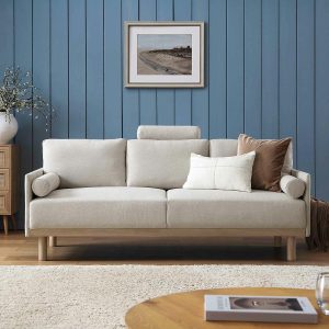 Timber Oatmeal Fabric Sofa, 3-Seater Sofas