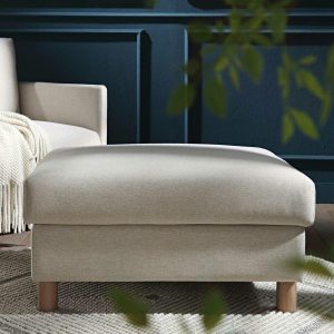 Timber Oatmeal Fabric Storage Ottoman Footstools