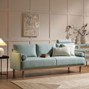 Timber Sage Green Fabric Sofa, 3-Seater Sofas