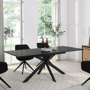 Varden Black Ceramic Extending Dining Table Dining