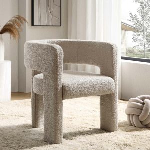 Greenwich Light Taupe Boucle Dining Chair Boucle Dining Chairs