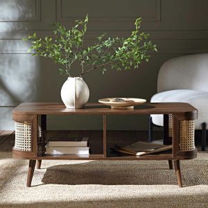 Izzy Curved Rattan Coffee Table, Walnut Coffee Tables