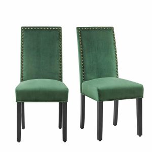 Maidwell Set Of 2 Green Velvet Dining Chairs Dining