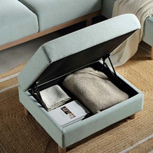 Timber Sage Green Fabric Storage Ottoman Footstools