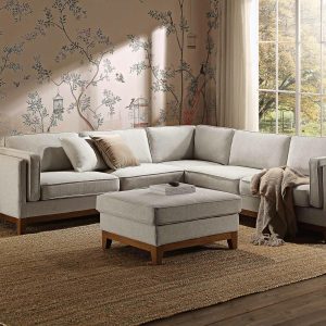 Dipley Oatmeal Woven Fabric Grande Corner Sofa Sofas