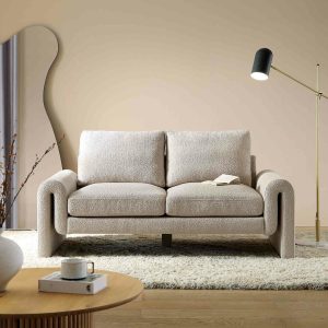 Hampstead Taupe Boucle Curved 2-Seater Sofa Sofas