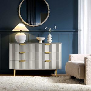 Richmond Ridged Wide 6 Drawer Dresser, Matte Taupe Bedroom